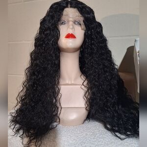 Black Long Curly Lace Front  Human Hair Wig